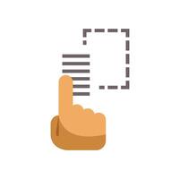 Hand selecting text with finger on touchscreen, dragging and highlighting action vector