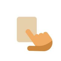 Hand pointing, touching or clicking a square button or icon vector