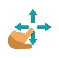 Hand gesturing and pointing to four directions with arrows vector