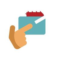Hand pointing at full archive box with files sticking out vector
