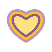 Purple and yellow layered heart showing love and affection vector