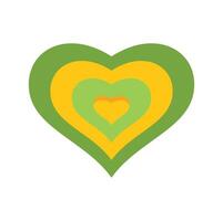 Green and yellow concentric hearts creating a target effect vector