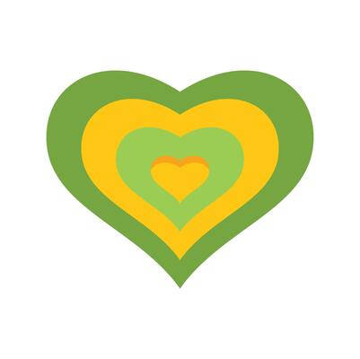 Green and yellow concentric hearts creating a target effect