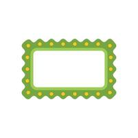 Green empty rectangular frame with rounded corners and yellow dots forming a wavy border vector