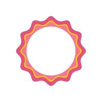Pink and yellow wavy round label representing quality and guarantee vector