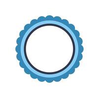 Blue empty circular scalloped frame with copy space vector