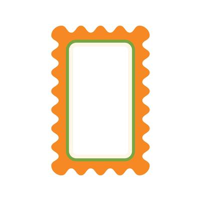 Orange wavy blank postage stamp frame with green border