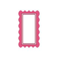 Pink wavy blank postage stamp template with empty space vector