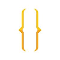 Golden curly brackets symbol representing programming and coding vector