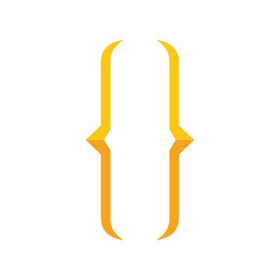 Golden curly brackets symbol representing programming and coding