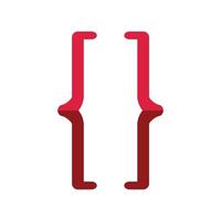 Red programming brackets creating modern software solution vector