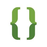 Green curly brackets representing programming and coding vector