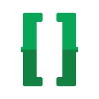 Green square brackets showing programming code on white background vector