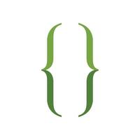Green curly brackets programming code symbol representing development vector