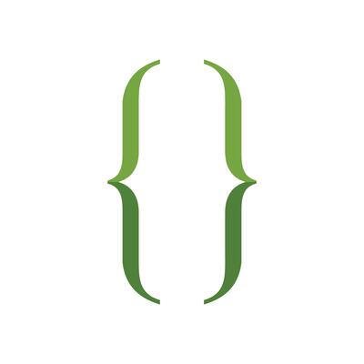 Green curly brackets programming code symbol representing development