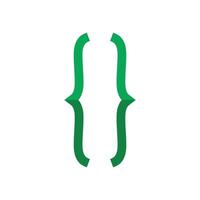 Green curly brackets programming code symbol reflecting vector