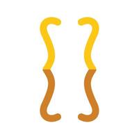 Curly brackets creating a mirror effect with yellow and brown colors vector