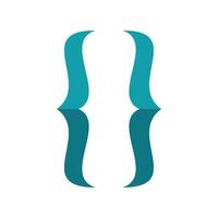 Curly brackets reflecting creating a symmetrical design on white background vector
