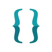 Curly brackets reflecting on white background representing coding and programming vector