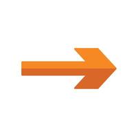 Orange arrow pointing right symbol of direction and progress vector