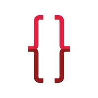 Red curly brackets representing programming and coding vector