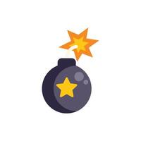Round bomb exploding with star and short fuse burning vector