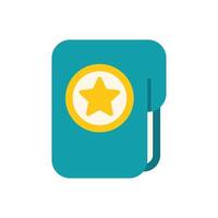 Turquoise notebook showing yellow star sign representing importance vector