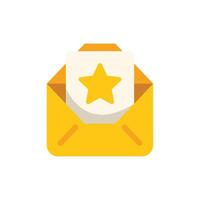 Open yellow envelope containing star, representing positive feedback or achievement vector