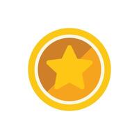 Golden coin showing a star representing quality and success vector