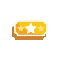 Golden ticket with three stars representing vip access or winning pass vector