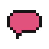 Pixelated pink speech bubble communicating a message vector