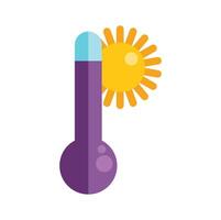 Thermometer showing increasing temperature with sun behind, summer heatwave concept vector