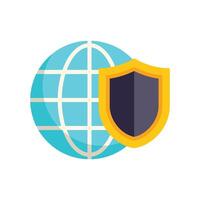 Global security shield protecting world connections and data vector