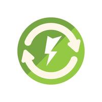Renewable energy, circular arrows enclosing lightning bolt symbolizing sustainable power vector