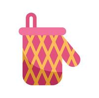 Pink oven mitt with diamond pattern protecting hands while cooking vector