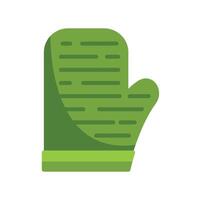 Green oven mitt protecting hand while cooking or baking vector