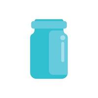 Light blue closed empty jar with lid and label, front view vector