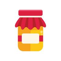 Glass jar with red cloth and blank label containing honey or jam vector
