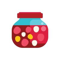Glass jar preserving mixed berries and fruits compote vector