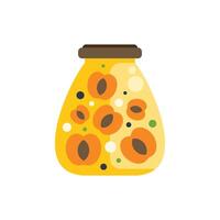 Glass jar preserving apricots and spices, maintaining freshness for future consumption vector