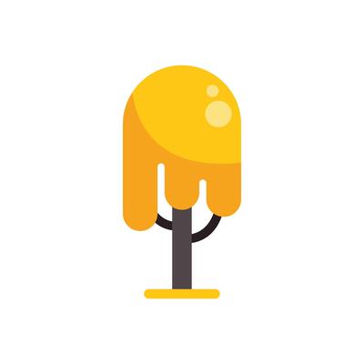 Yellow melting popsicle tree growing on a white background