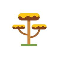 Stylized flat design tree growing on grass with yellow crown vector