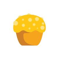 Delicious cupcake with yellow icing and white dots isolated on white background vector
