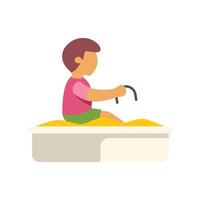 Child playing with sand in sandbox, enjoying summer vacation vector