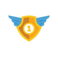 Golden winner shield with wings representing victory and success vector