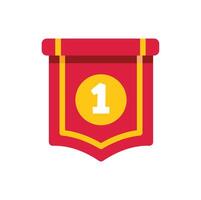 Red pennant featuring number one representing victory and success vector