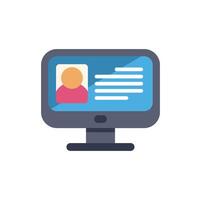 Computer monitor displaying user profile information with avatar and text vector