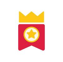 Red bookmark icon with crown and star representing quality content vector
