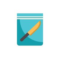 Knife inside a resealable bag, minimalist flat design icon vector