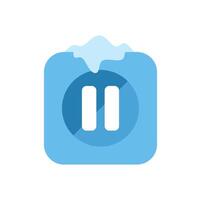 Frozen pause button covered with snow and ice vector